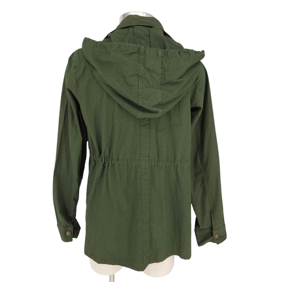 Market & Spruce Utility Cargo Jacket Olive Green Long Sleeve Button Zip Large - Picture 3 of 7